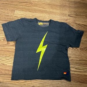Navy blue Aviator Nation T shirt with lightning bolt